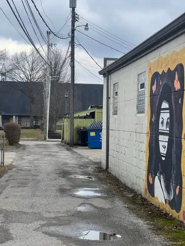Gritty alley, vibrant art.